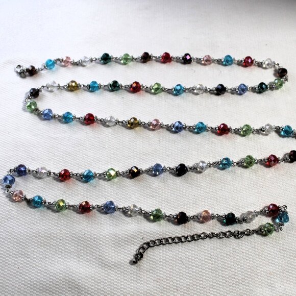 Premier Designs Long Glass Beads Silver Tone Necklace - Picture 1 of 8